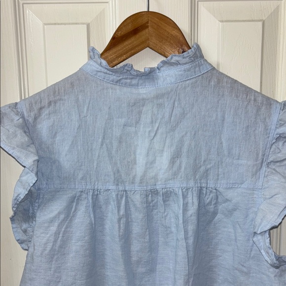 H&M Blue Ruffled Button Down Blouse - Picture 7 of 8